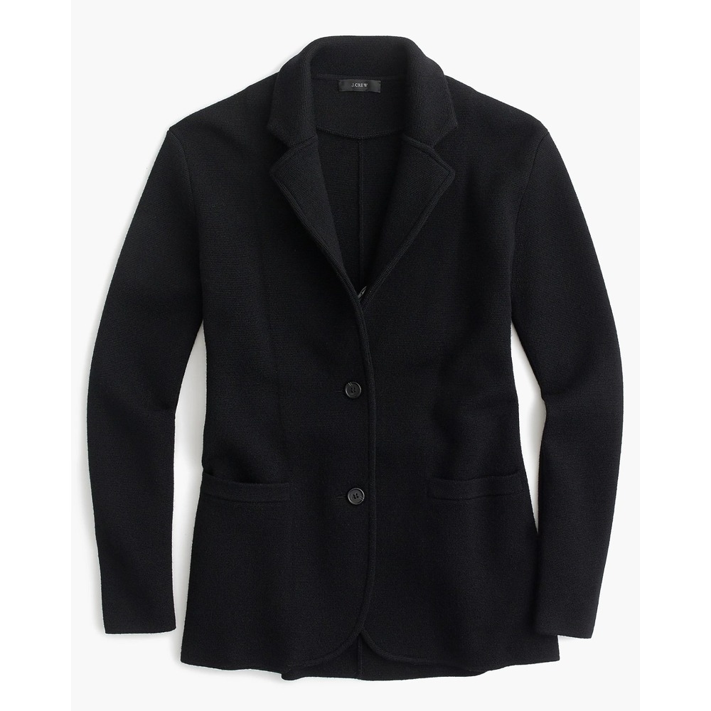 J. CREW 100% Merino Wool Sweater Blazer Black Women’s Size M F4493 Preppy Office